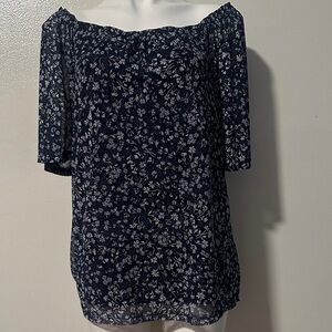 Papermoon Navy Floral Off-Shoulder Blouse